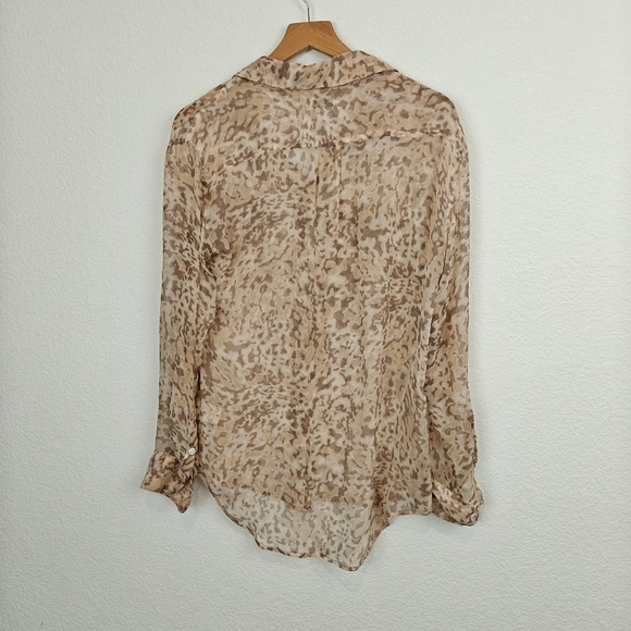 EQUIPMENT Femme Leopard Animal Print Sheer Chiffon Silk Button-Up Blouse XS - Picture 11 of 14